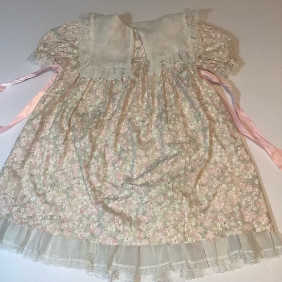 Vintage 80s Sears Winnie The Pooh Dress Floral Lace Trim - Picture 9 of 9